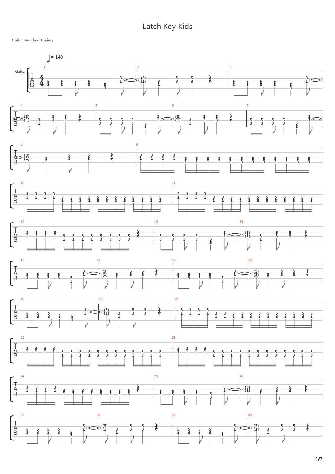 Latch Key Kids吉他谱