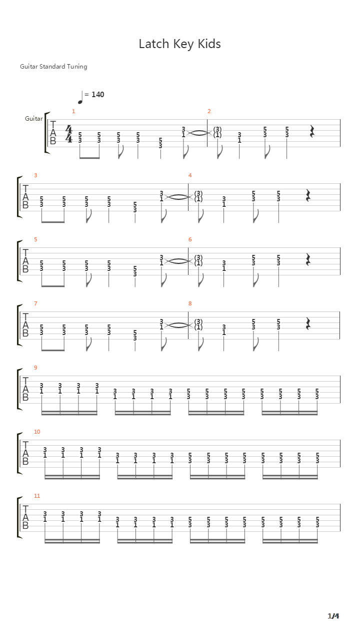 Latch Key Kids吉他谱