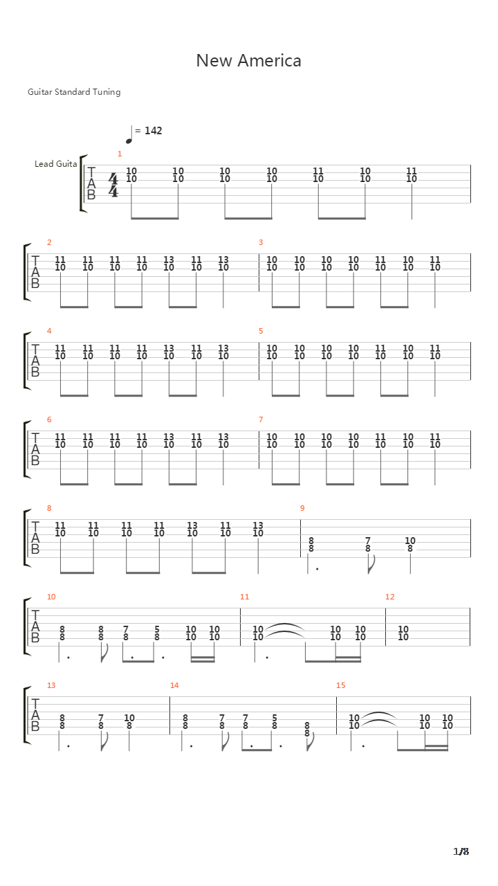 New America吉他谱