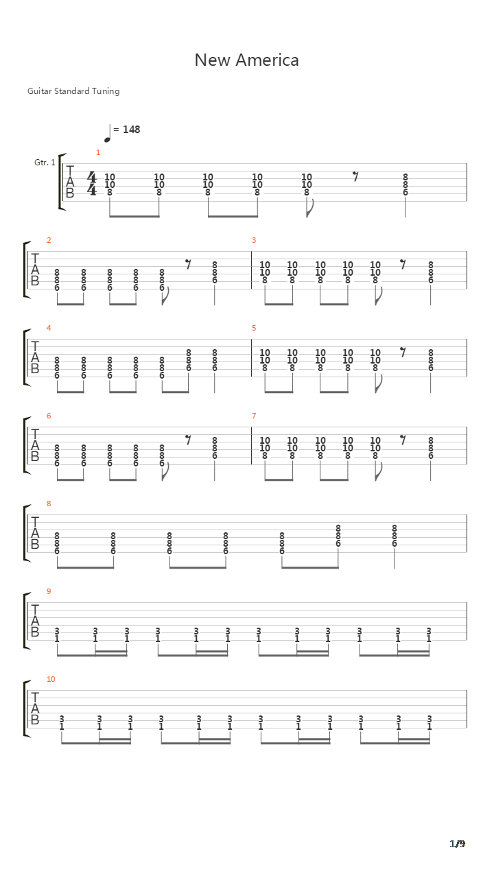 New America吉他谱