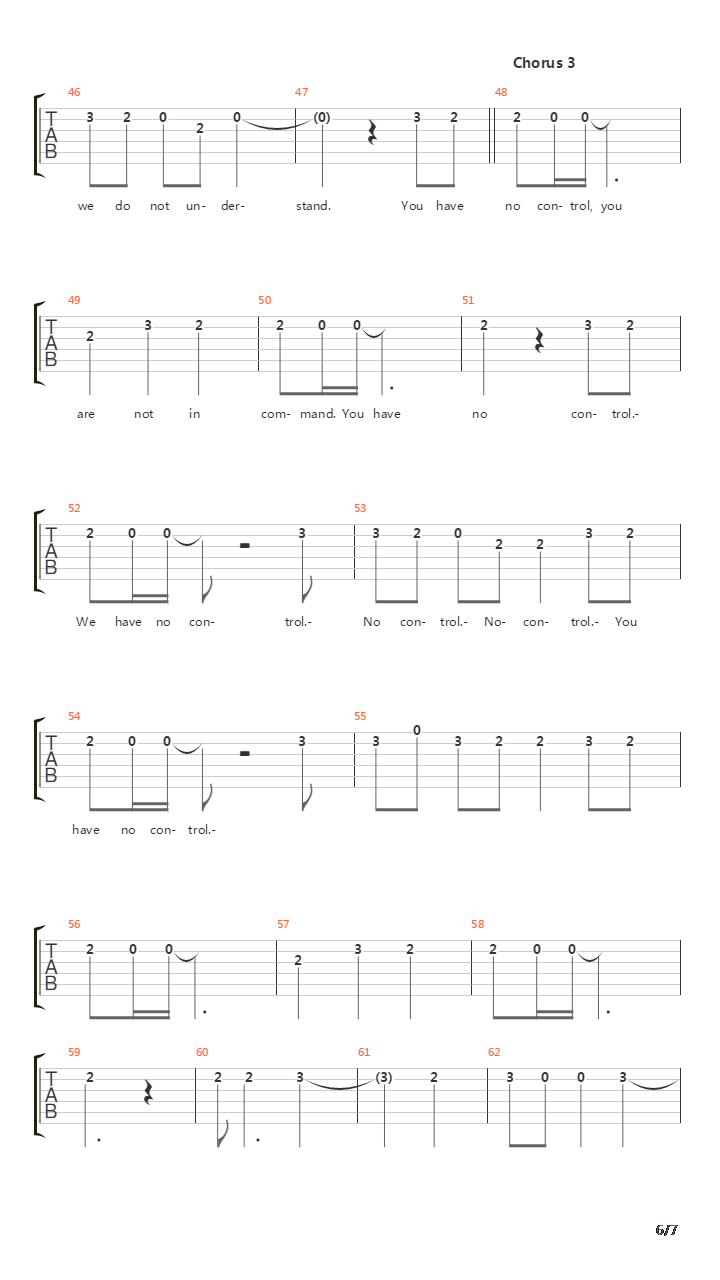 No Control吉他谱