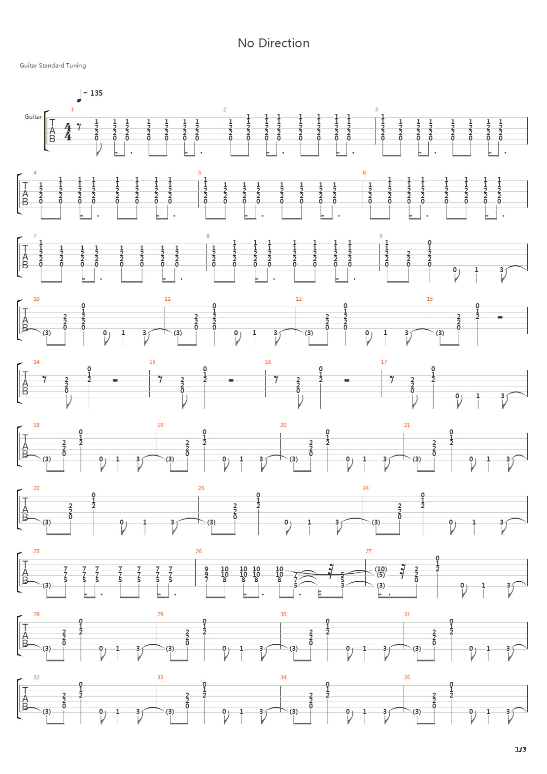 No Direction吉他谱