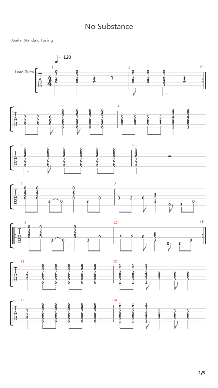 No Substance吉他谱