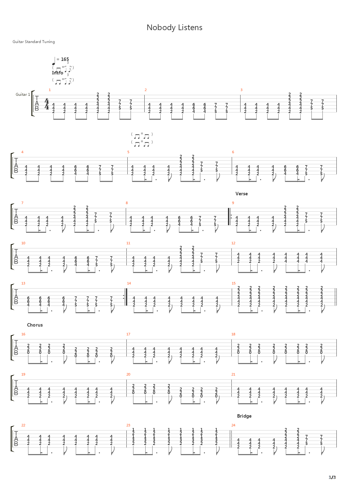Nobody Listens吉他谱