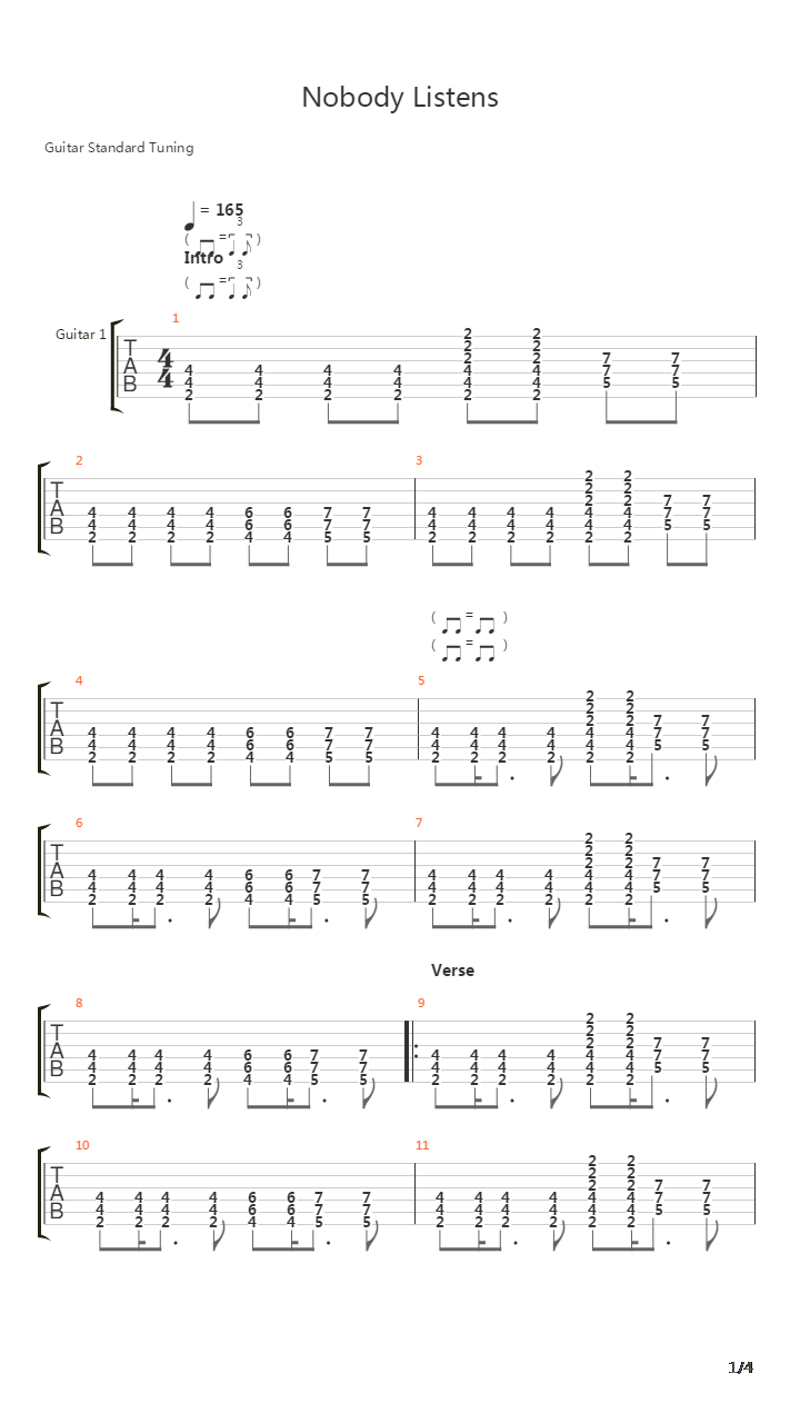 Nobody Listens吉他谱