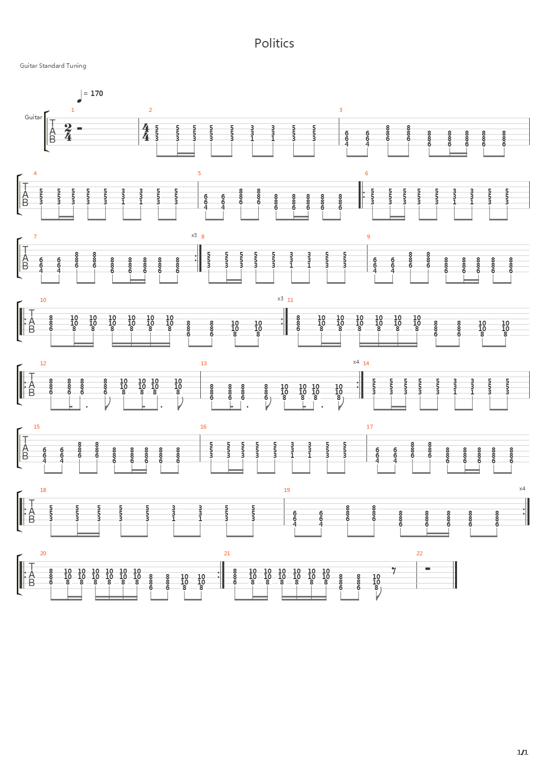 Politics吉他谱