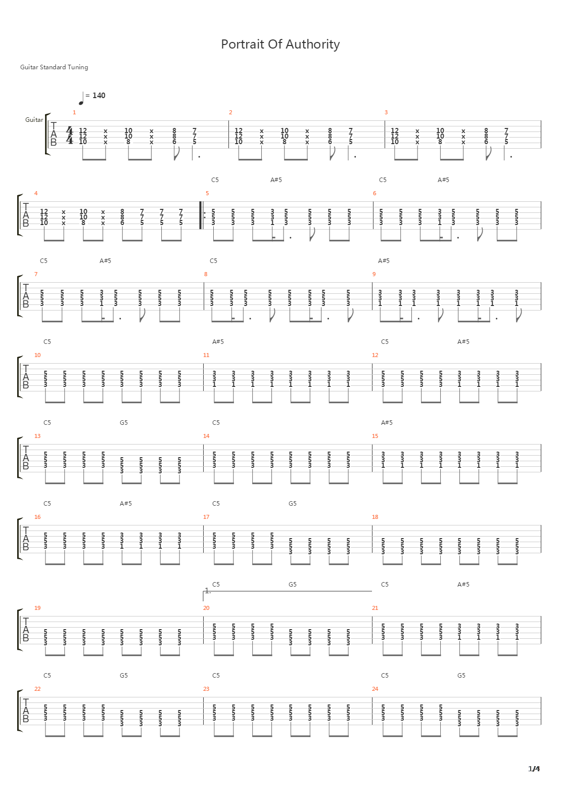 Portrait Of Authority吉他谱