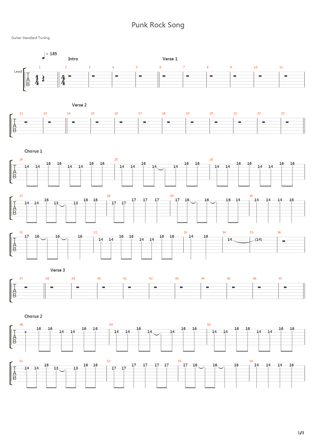 Punk Rock Song吉他谱
