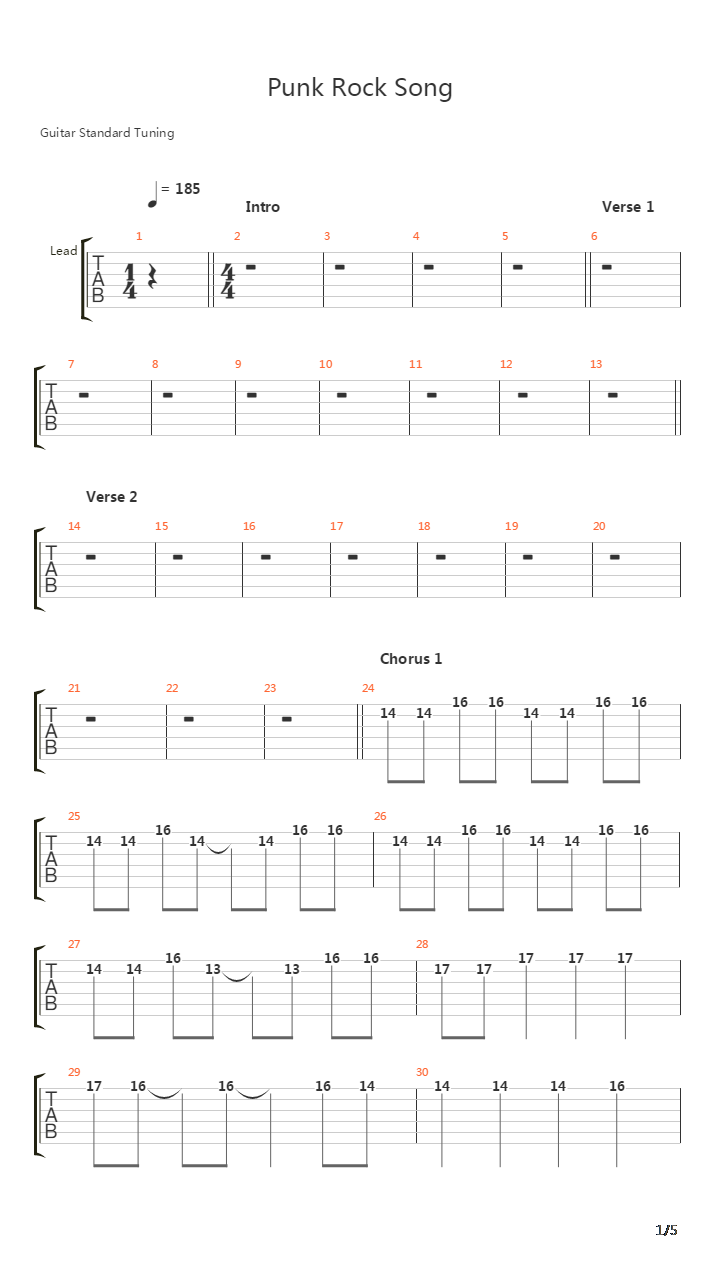 Punk Rock Song吉他谱