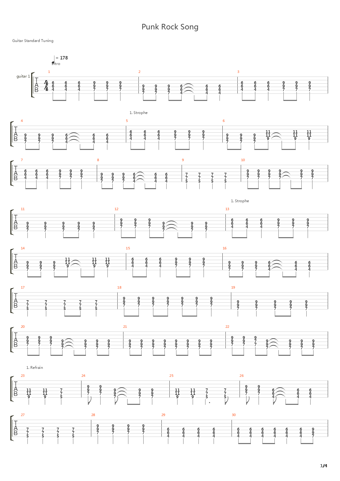Punk Rock Song吉他谱