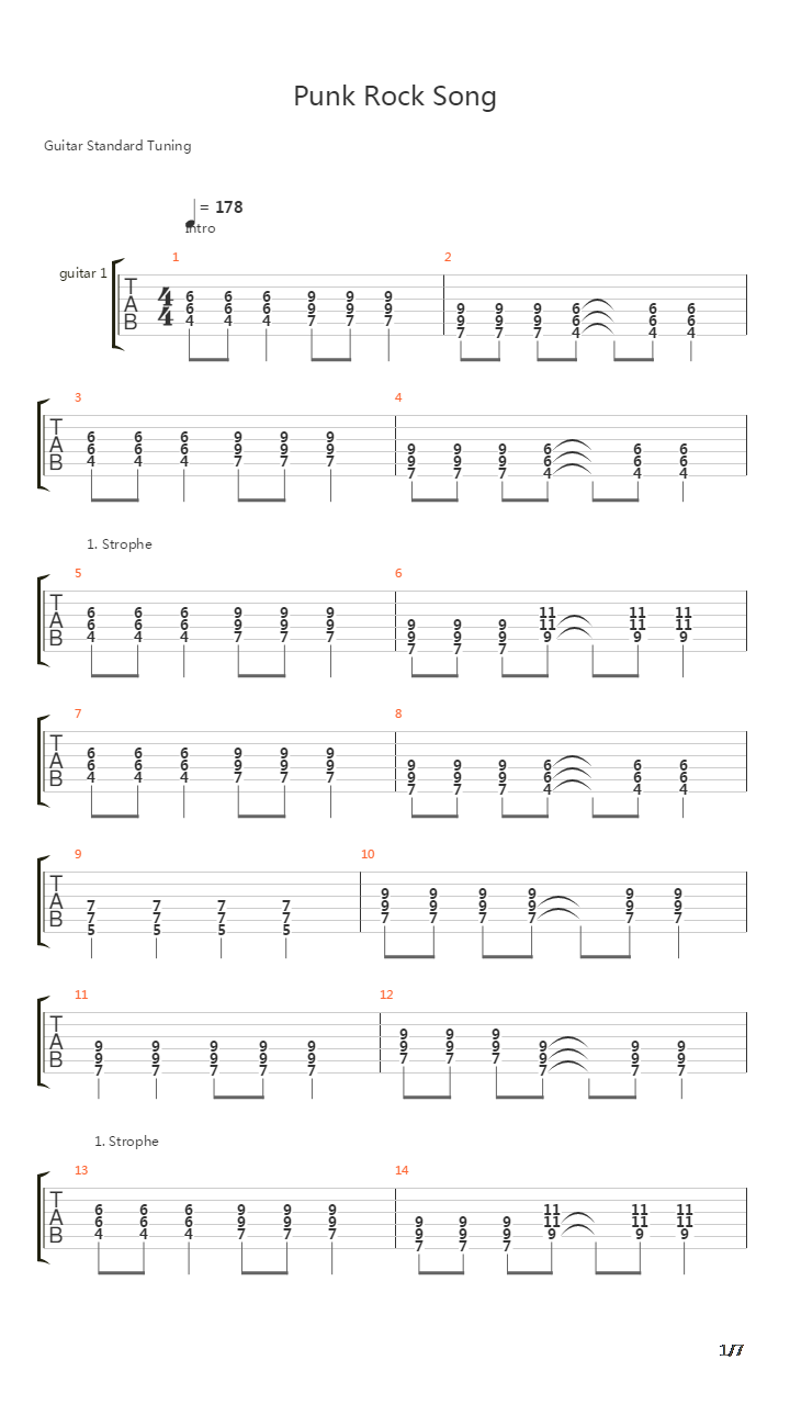Punk Rock Song吉他谱