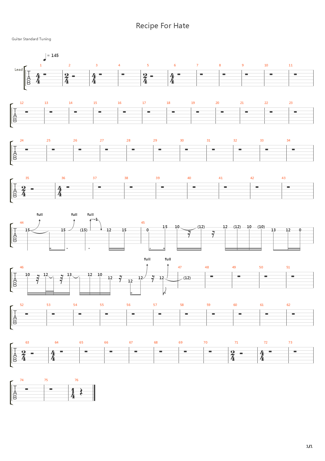 Recipe For Hate吉他谱