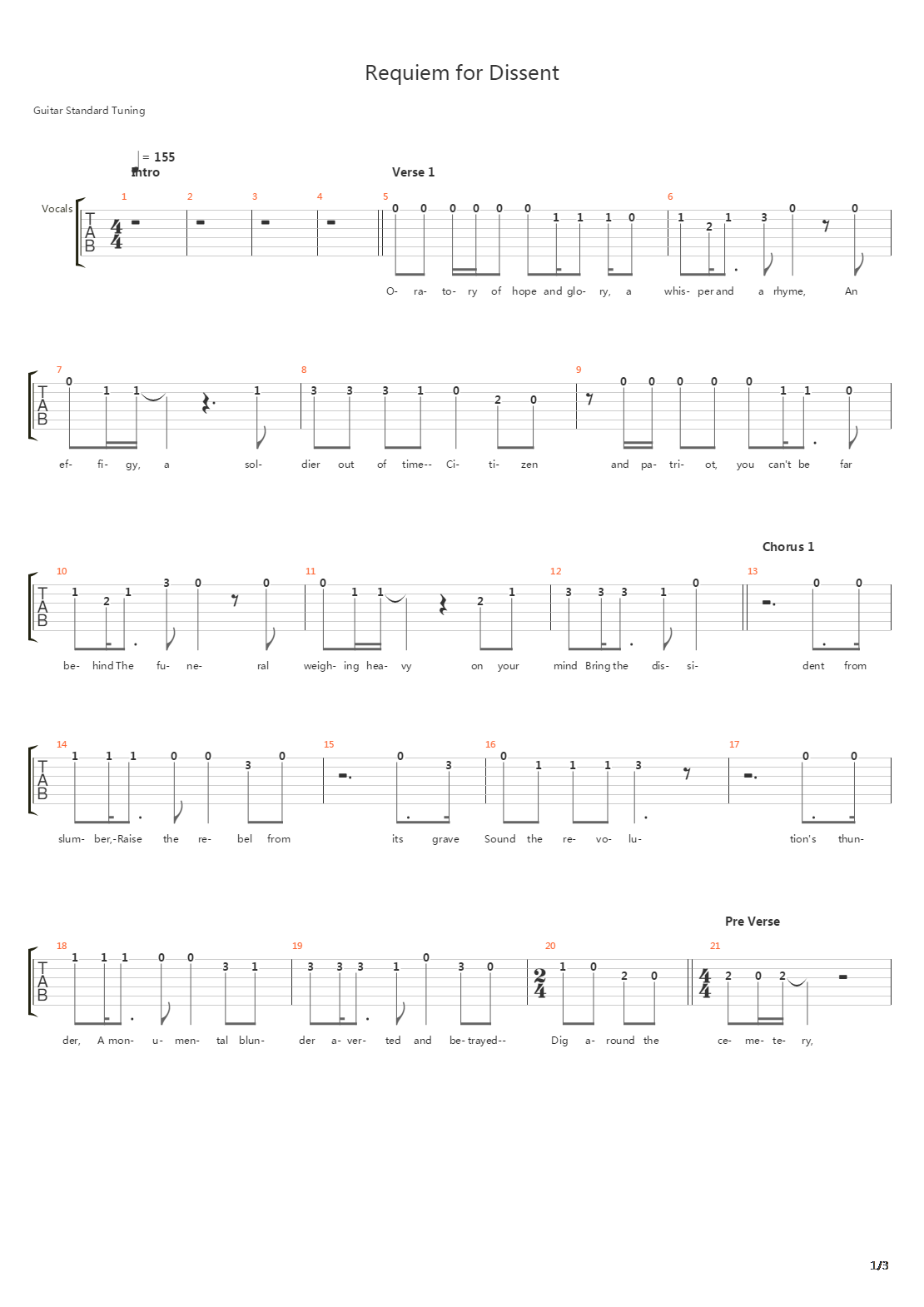 Requiem For Dissent吉他谱
