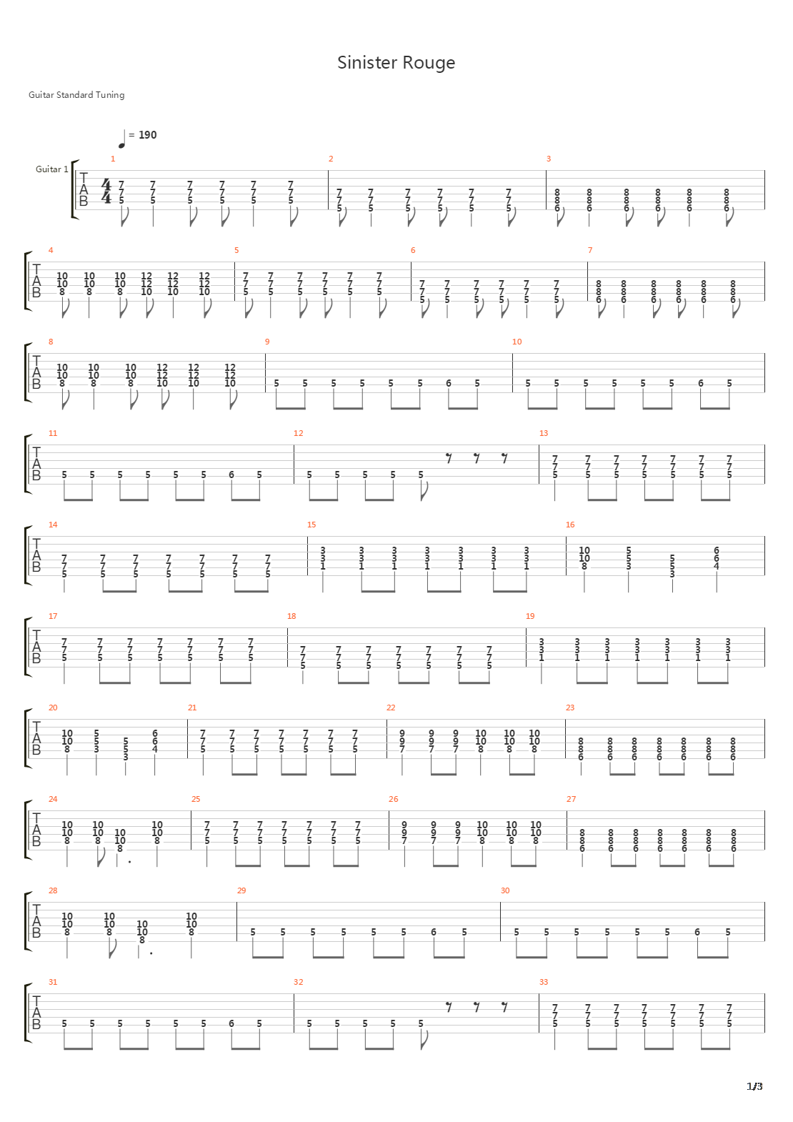 Sinister Rouge吉他谱