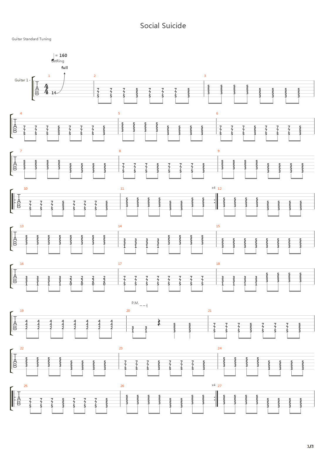 Social Suicide吉他谱