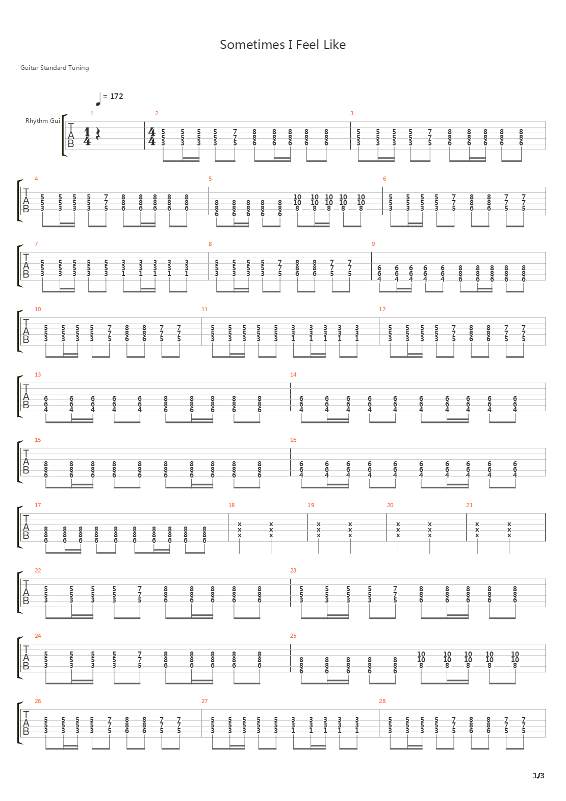 Sometimes I Feel Like吉他谱