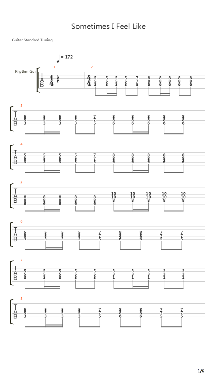 Sometimes I Feel Like吉他谱