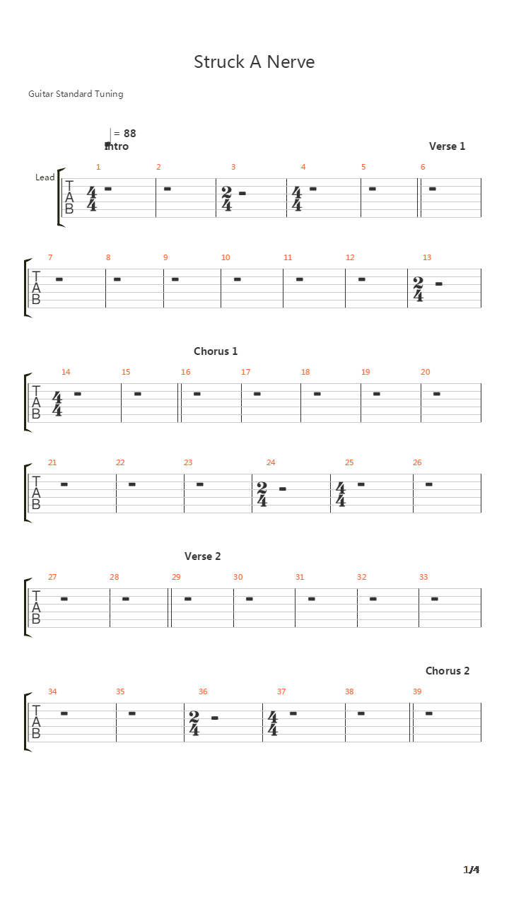 Struck A Nerve吉他谱