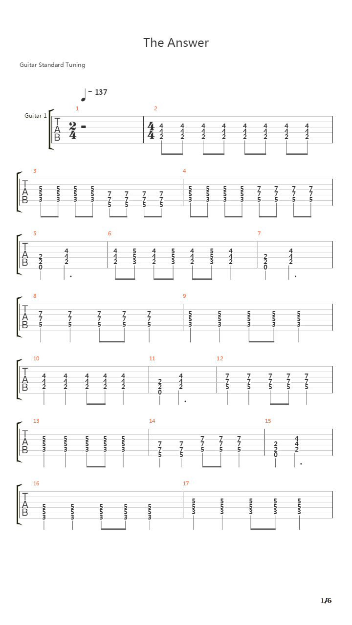 The Answer吉他谱