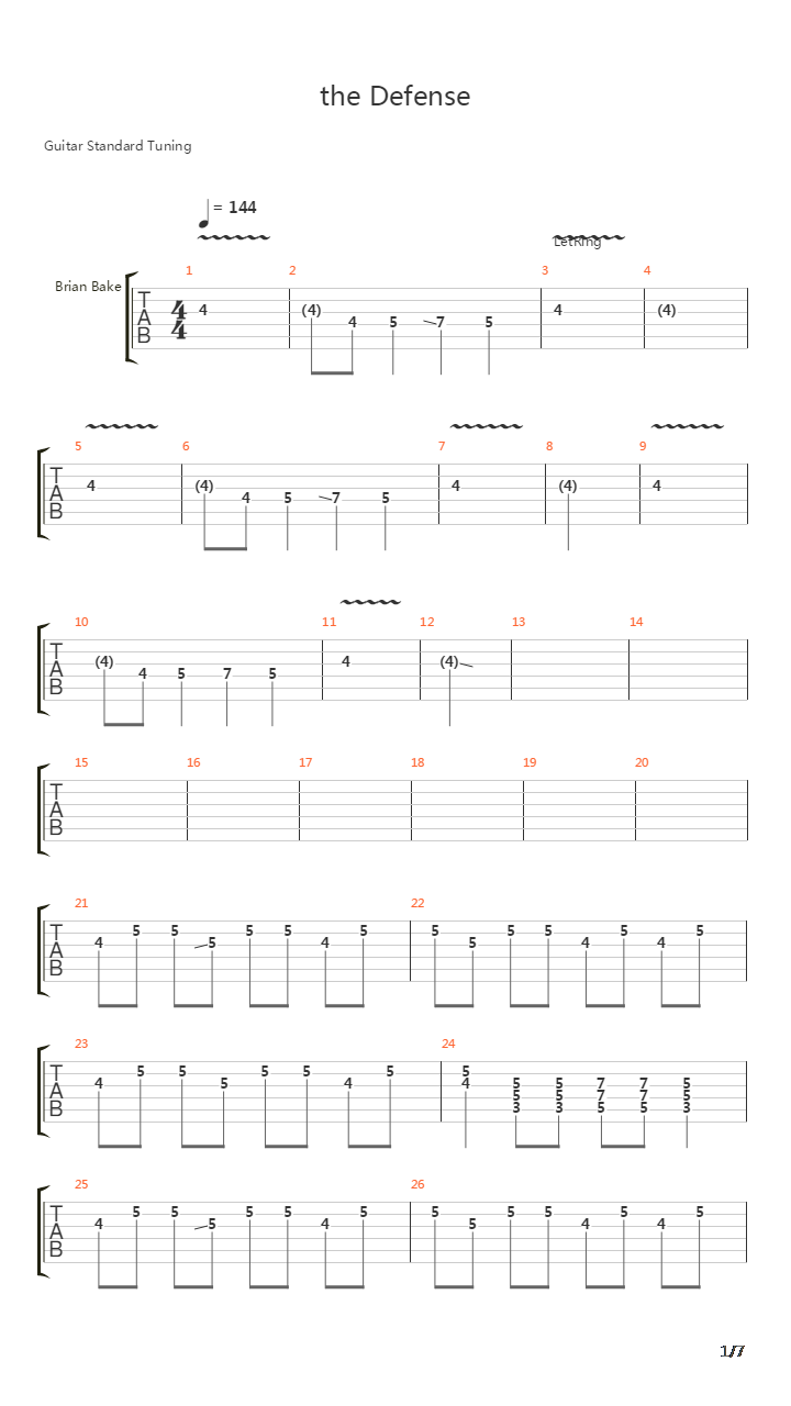 The Defense吉他谱