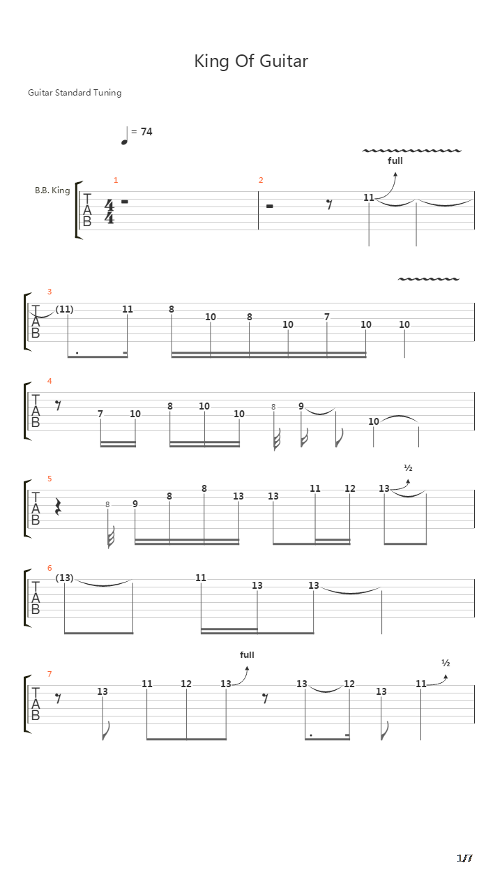 King Of Guitar吉他谱