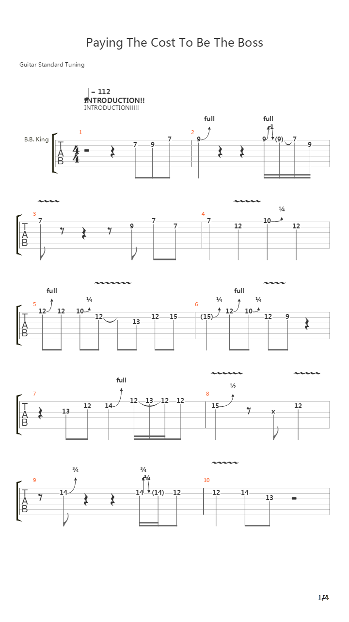 Paying The Cost To Be The Boss吉他谱