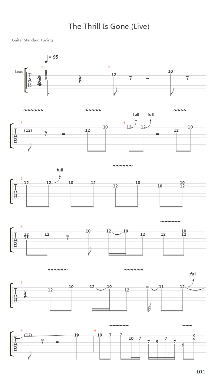 The Thrill Is Gone吉他谱