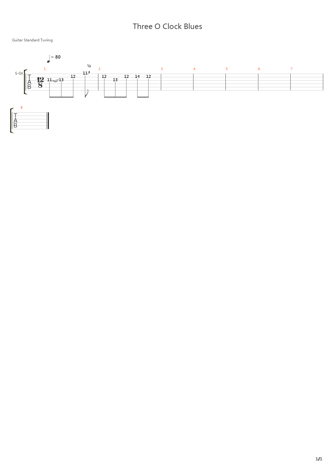Three O Clock Blues吉他谱