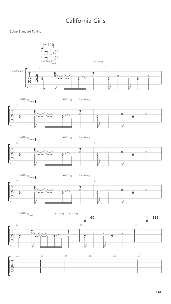 California Girls吉他谱