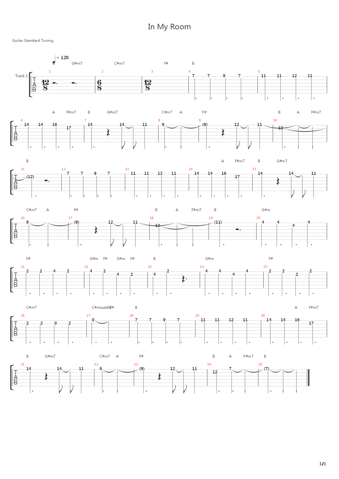 In My Room吉他谱