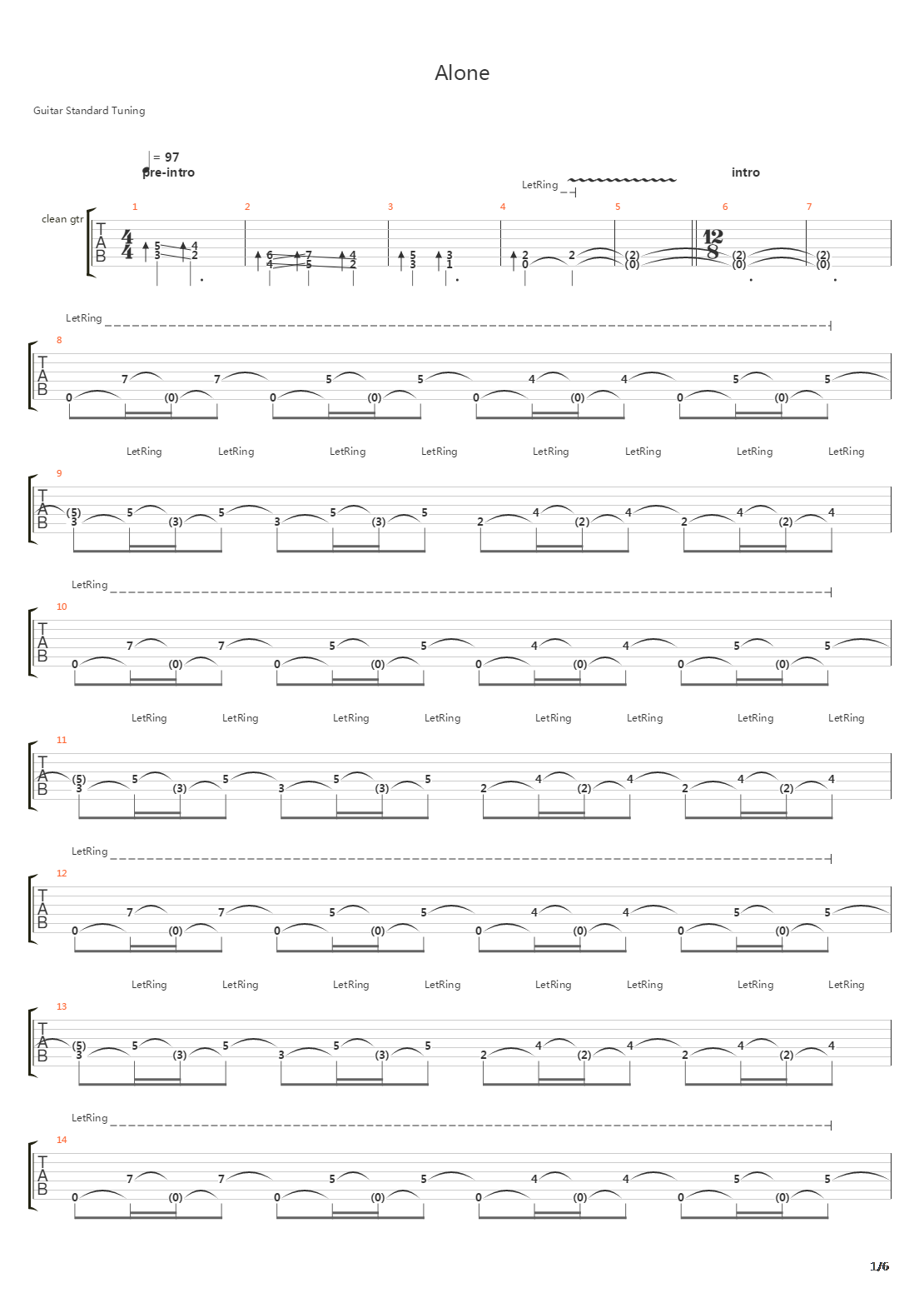 Alone吉他谱