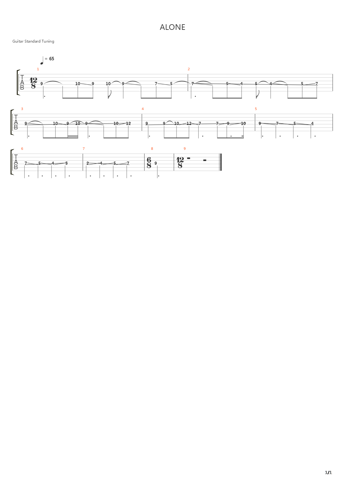 Alone吉他谱