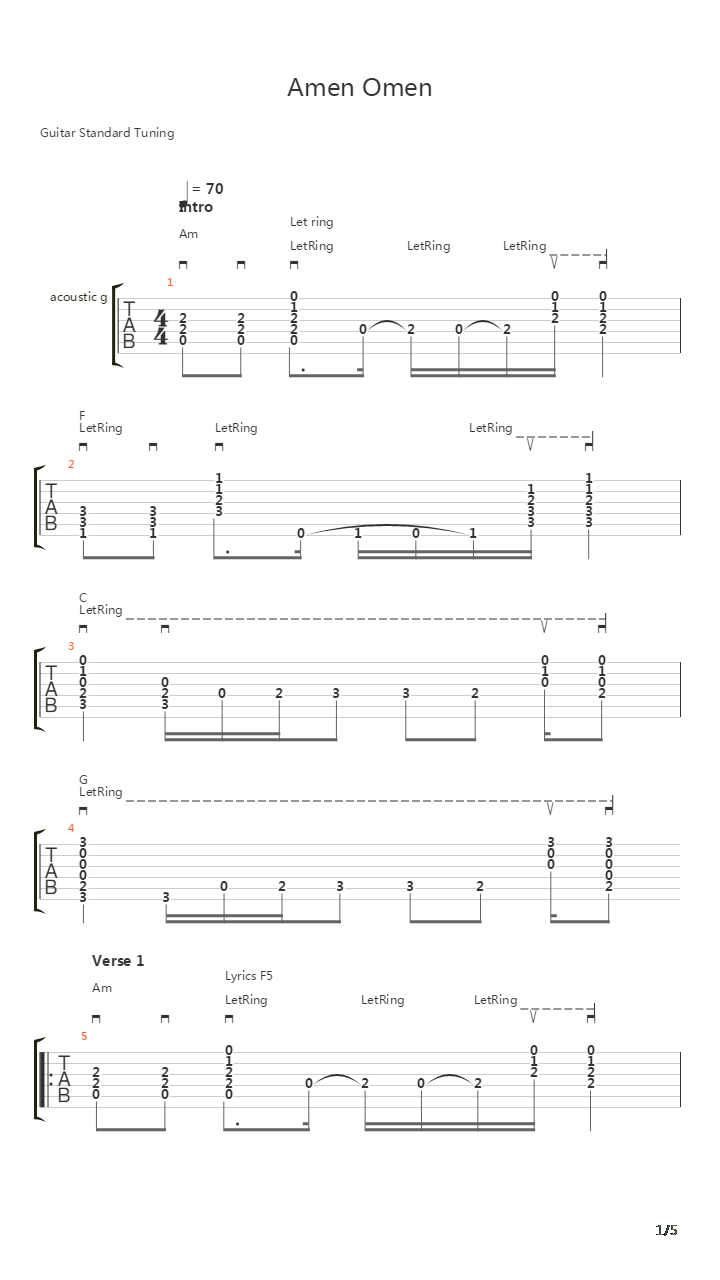 Amen Omen吉他谱