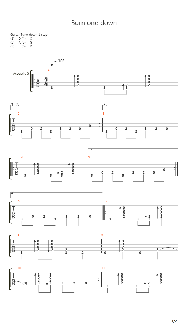 Burn One Down吉他谱