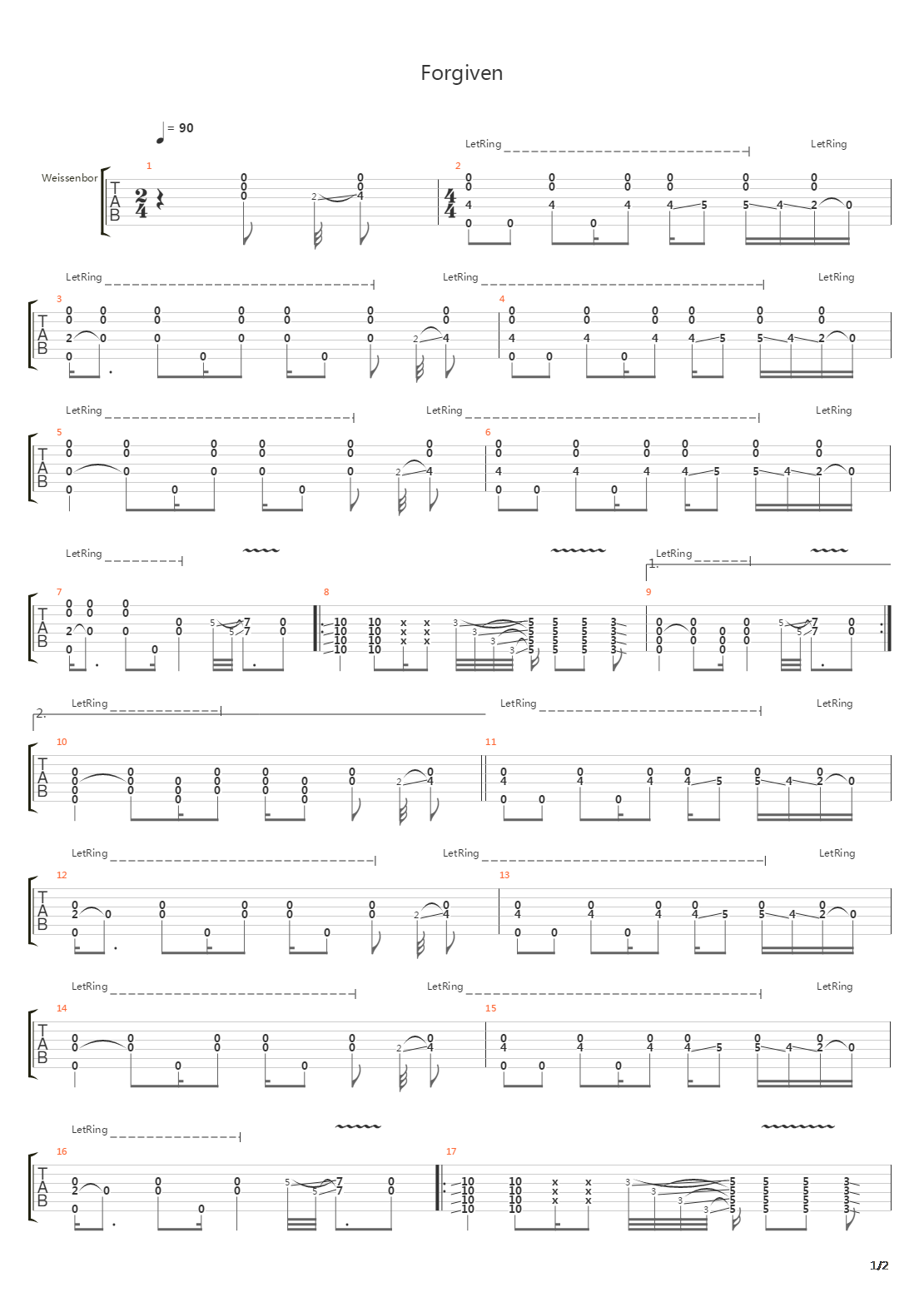 Forgiven吉他谱