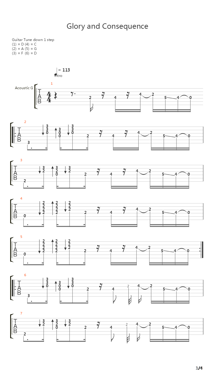 Glory And Consequence吉他谱
