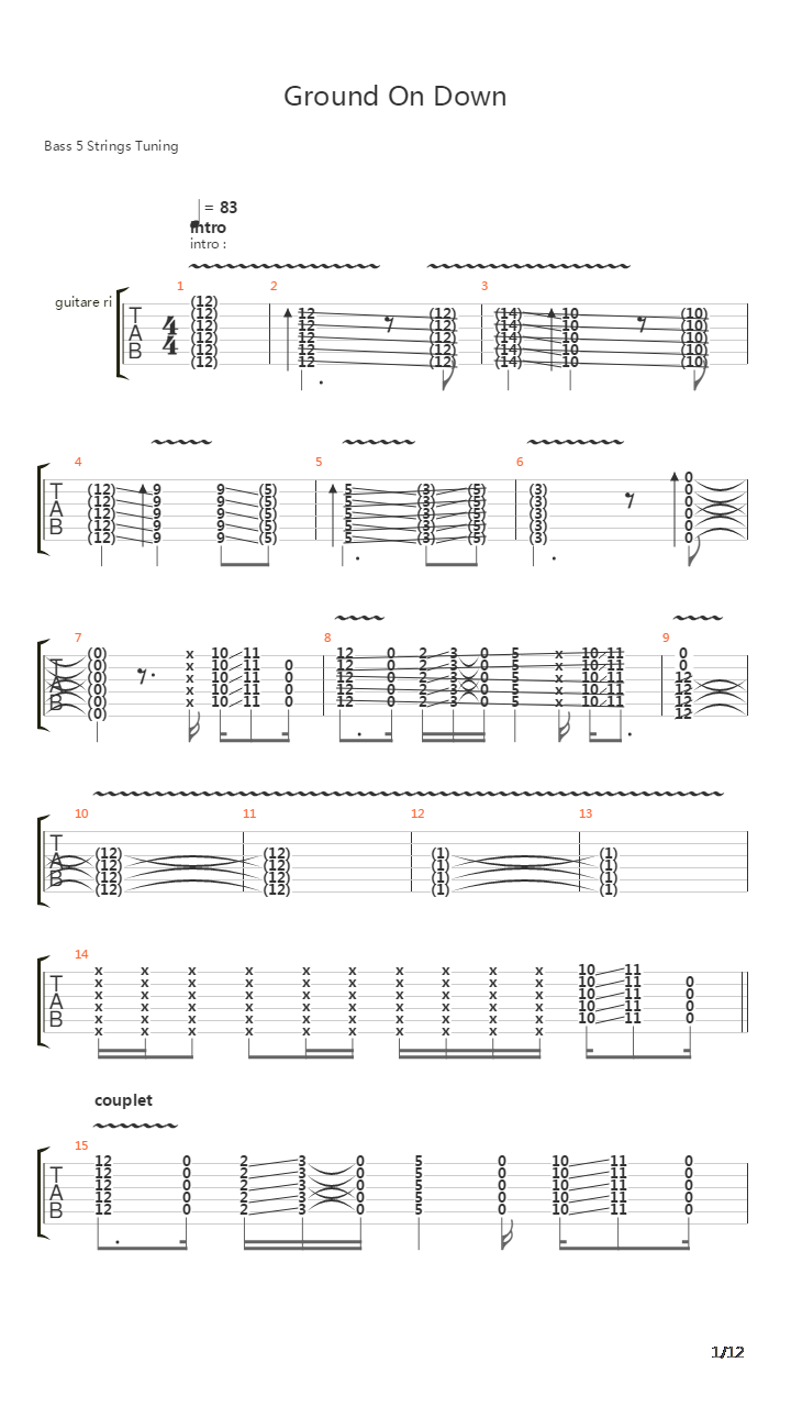 Ground On Down吉他谱
