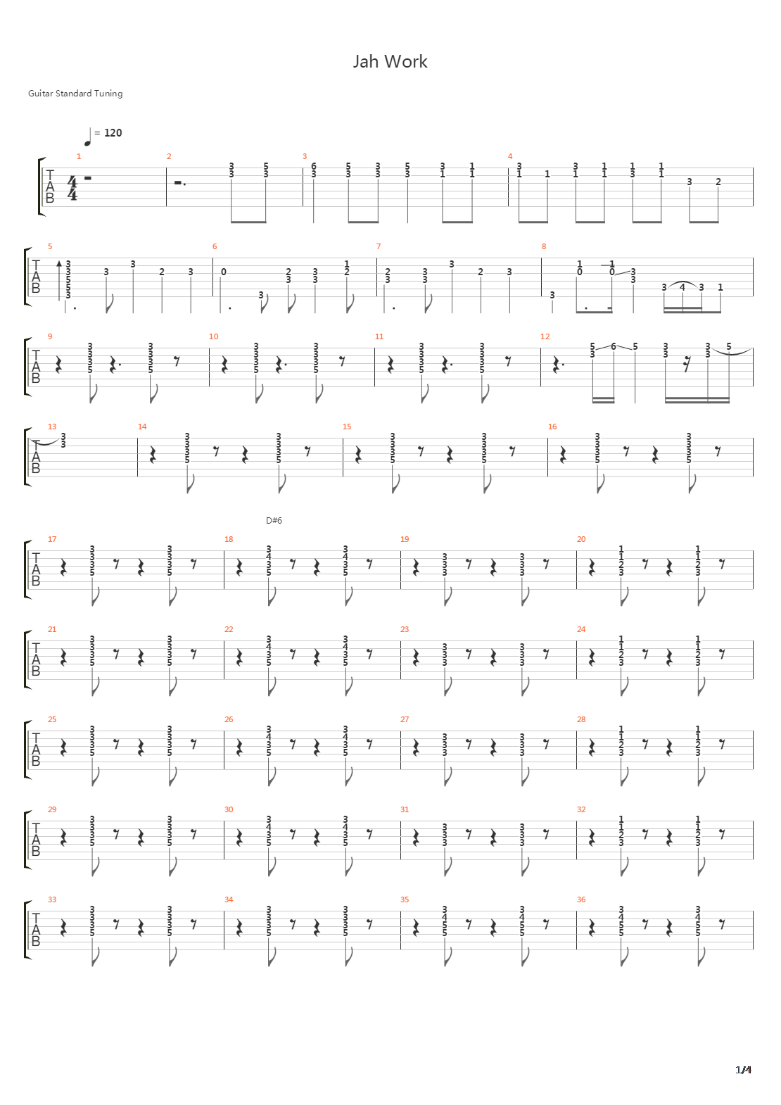 Jah Work吉他谱