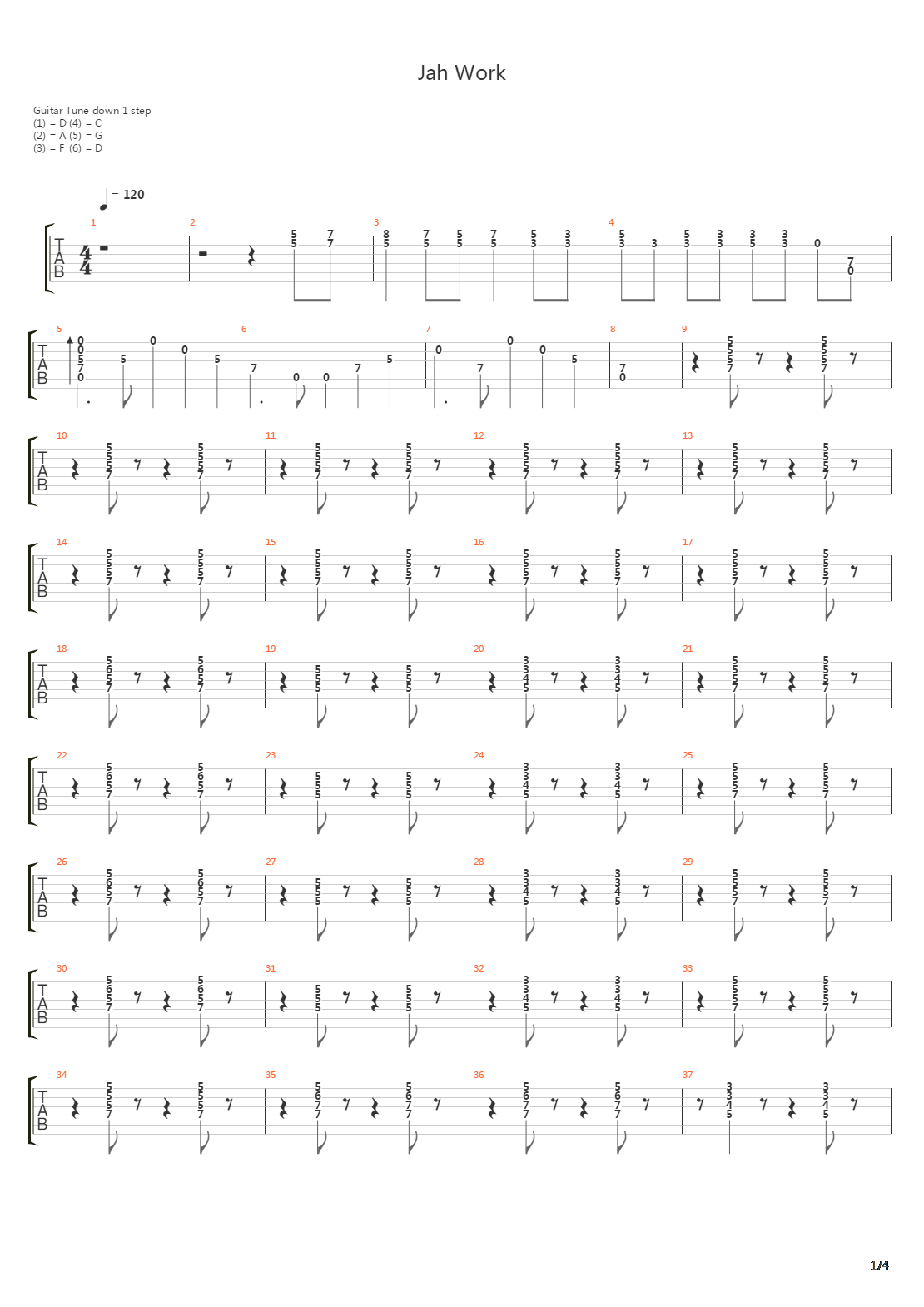 Jah Work吉他谱
