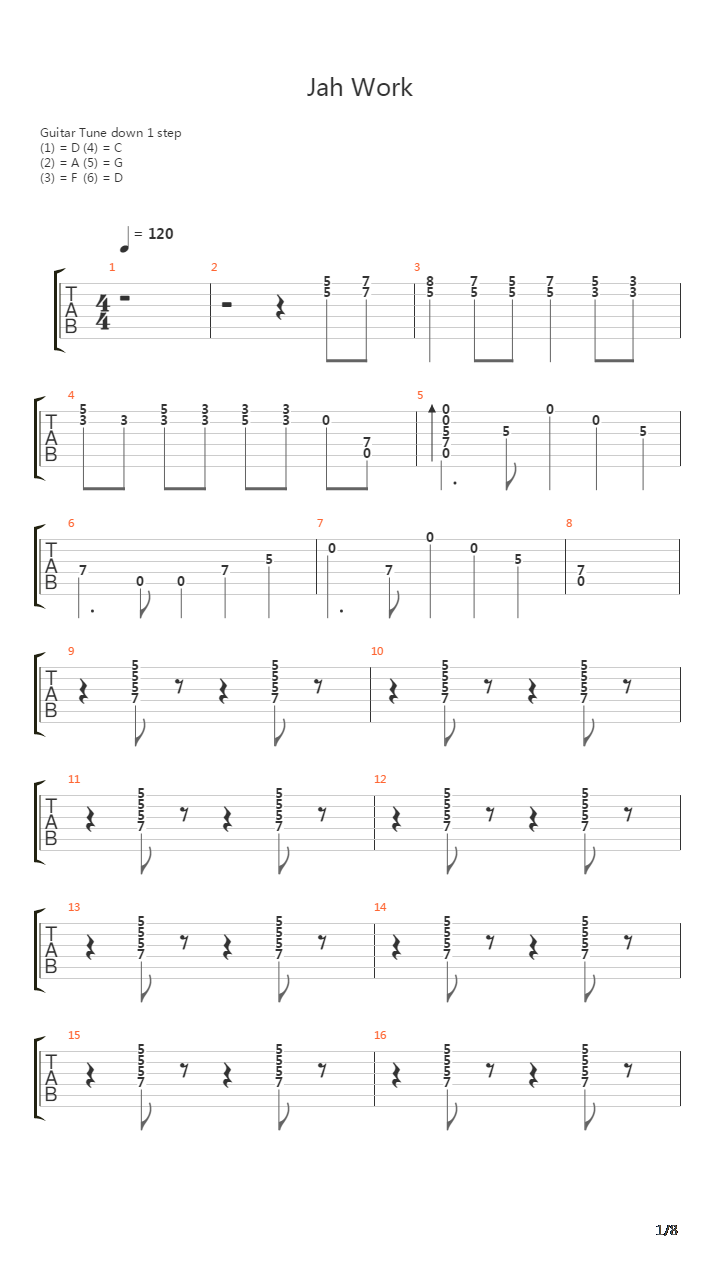 Jah Work吉他谱