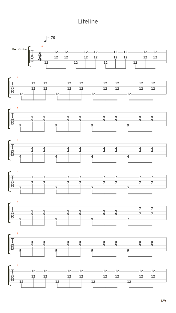 Lifeline吉他谱