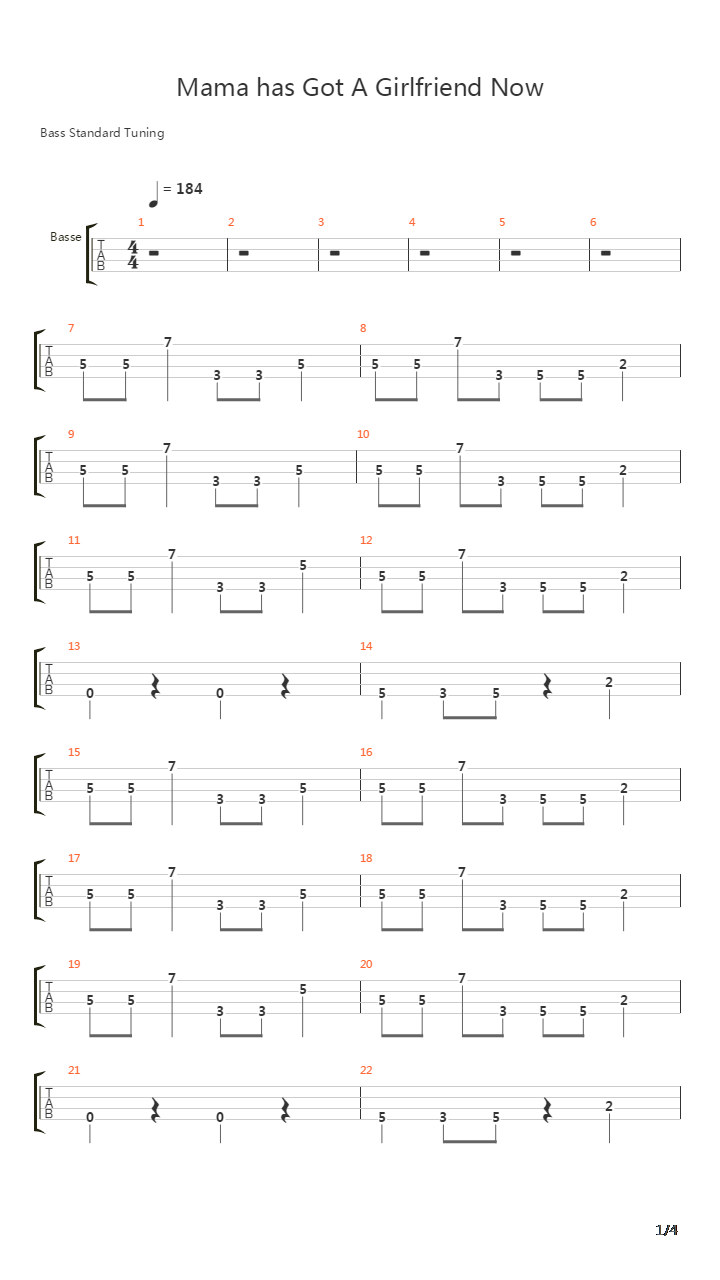 Mama Has Got A Girlfriend Now吉他谱
