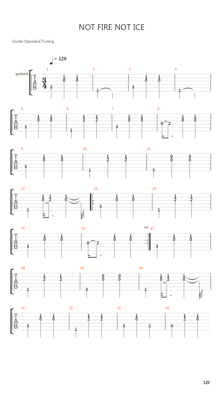 Not Fire Nor Ice吉他谱