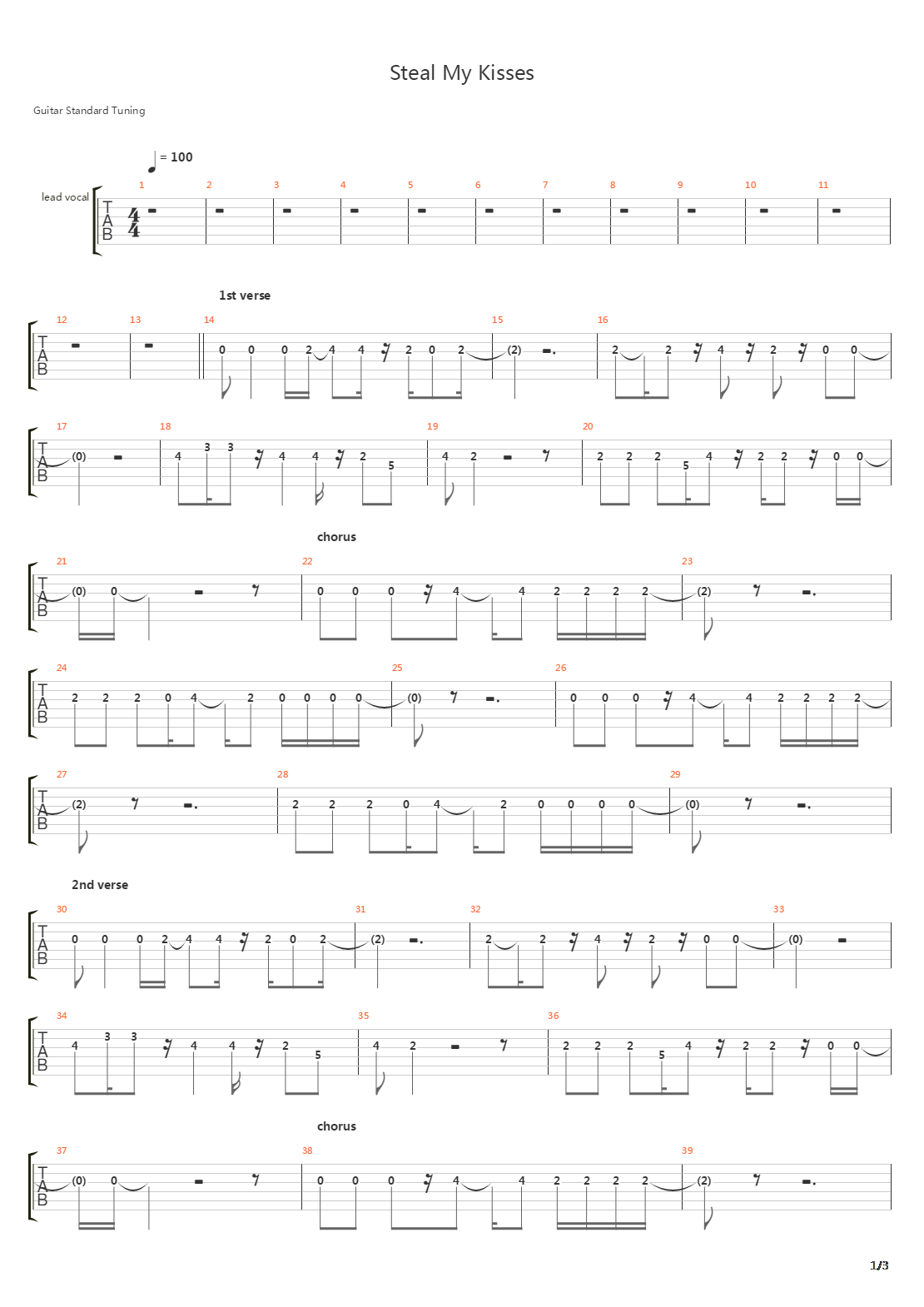 Steal My Kisses吉他谱