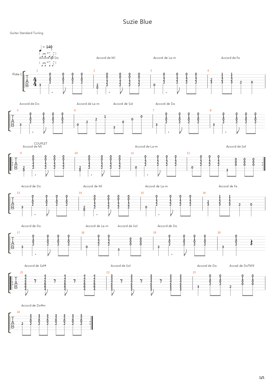 Suzie Blue吉他谱