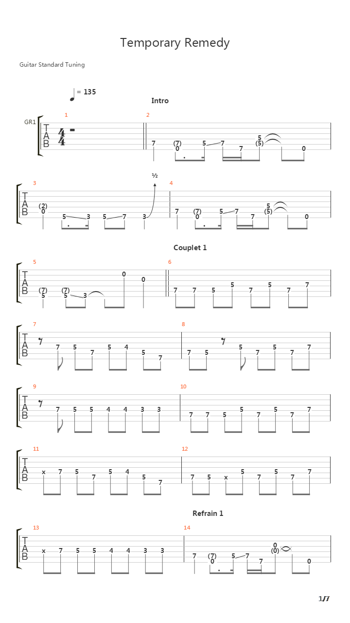 Temporary Remedy吉他谱