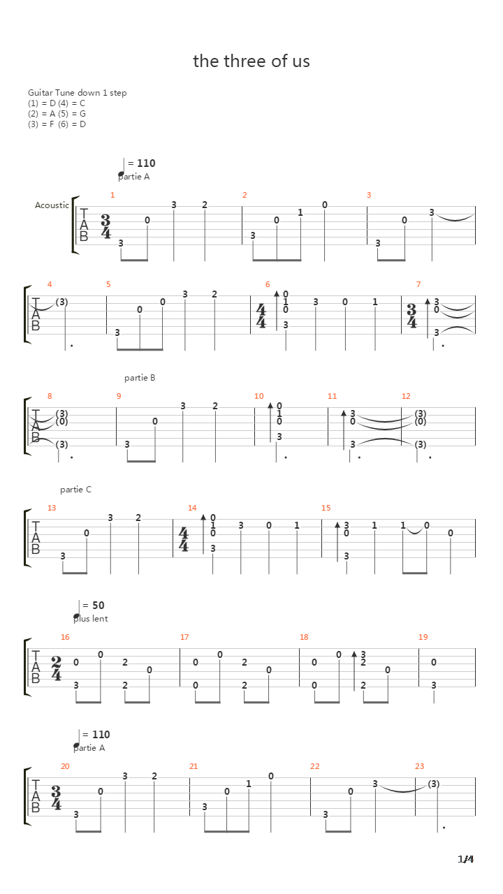The Three Of Us吉他谱