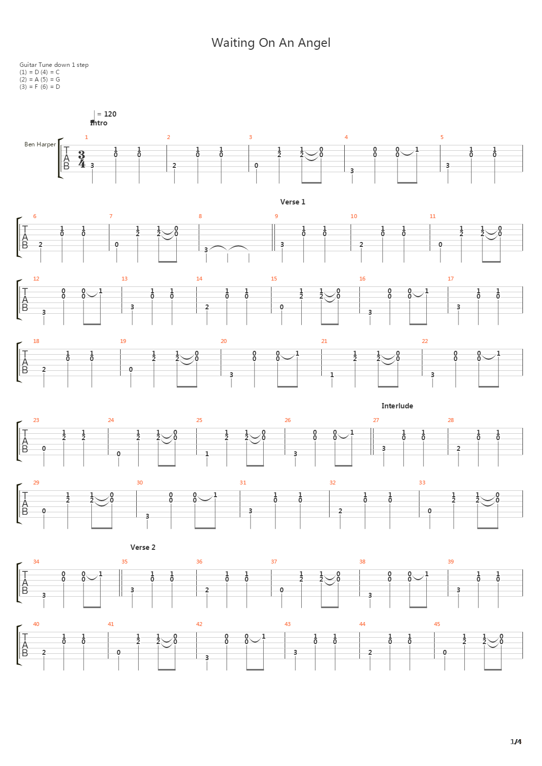 Waiting On An Angel吉他谱