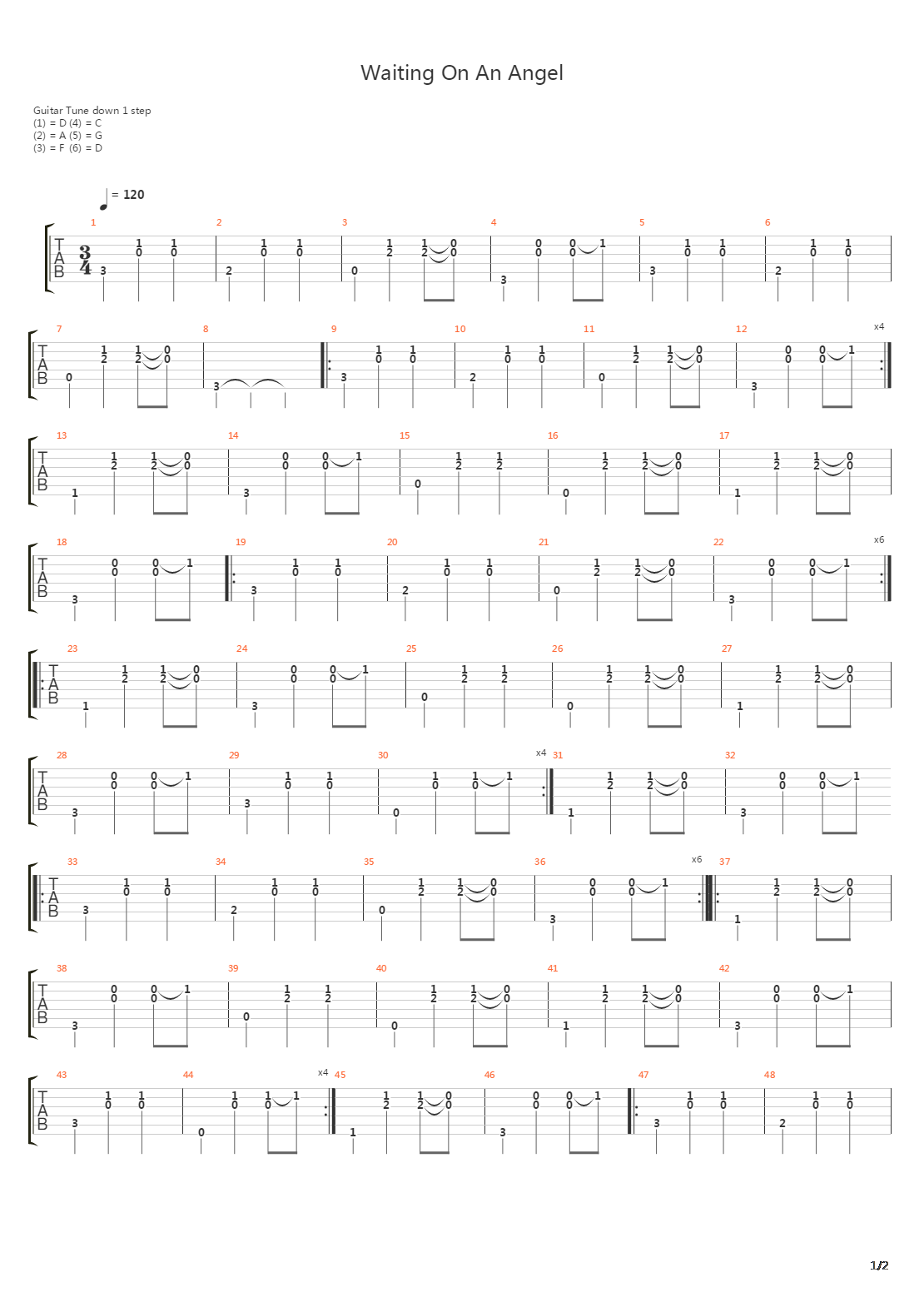 Waiting On An Angel吉他谱