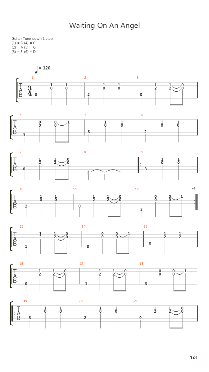 Waiting On An Angel吉他谱
